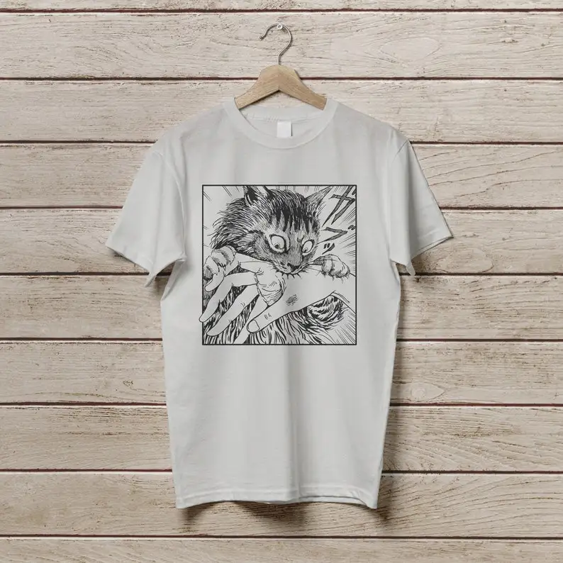 Manga Inspired Tomie Cat Diary Horror Shirt Japanese Anime T-Shirt Creepy Cats Crazy Shirts Cool Graphic T S