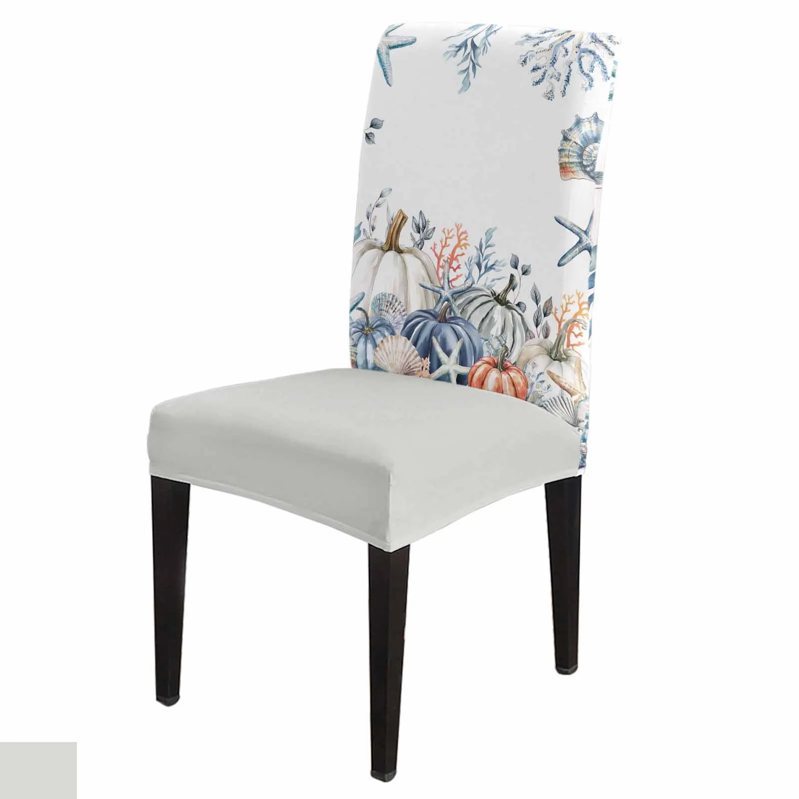 

White Pumpkin Starfish Coral Spandex Chair Cover Office Banquet Chair Protector Cover Stretch Chair Cover for Dining Room