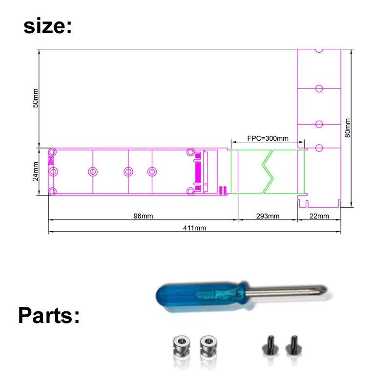 40 CM NGFF M.2 Sleutel E M.2 NVME Sleutel M PCIe 4.0 Verlengkabel ATA Converter Board Adapter Riser Kabel Ondersteuning 2230 2242 2260 2280