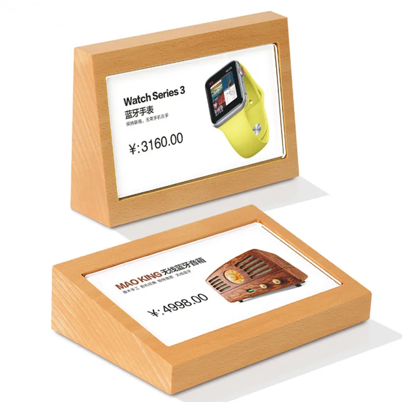 A6 100x150mm Slant Wood Acrylic Sign Holder Display Stand Store Shop Menu Paper Price Label Card Holder Photo Picture Frame