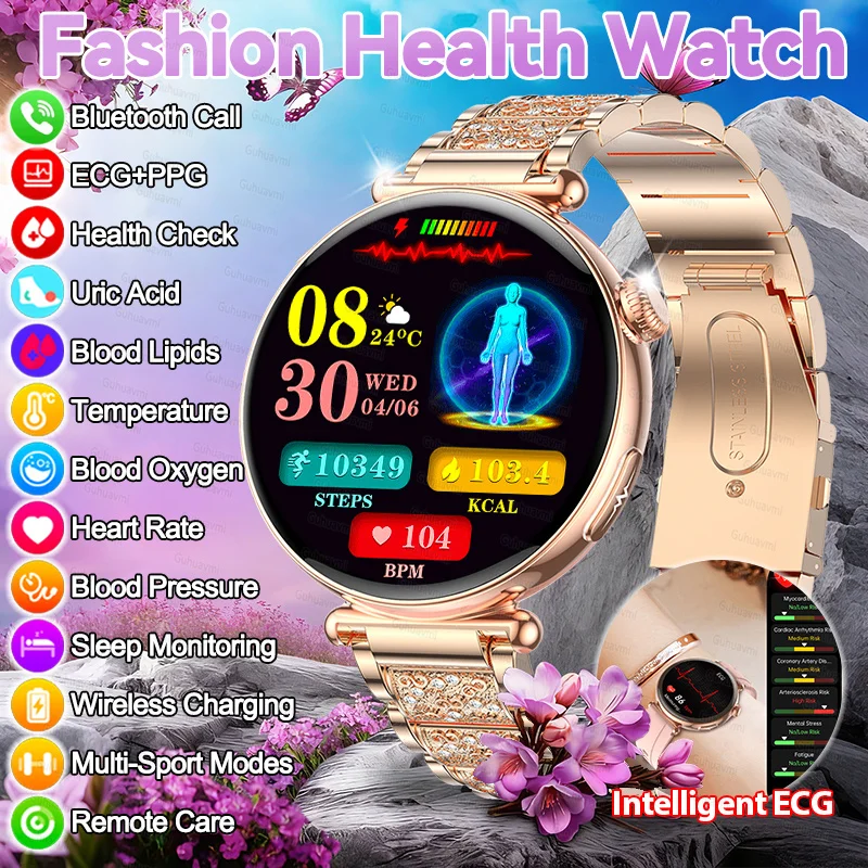 

Смарт-часы для измерения уровня липидов в крови и мочевой кислоты, неинвазивное измерение показателей здоровья, ЭКГ, спортивные часы, измерение артериального давления, AI Dial, женские смарт-часы