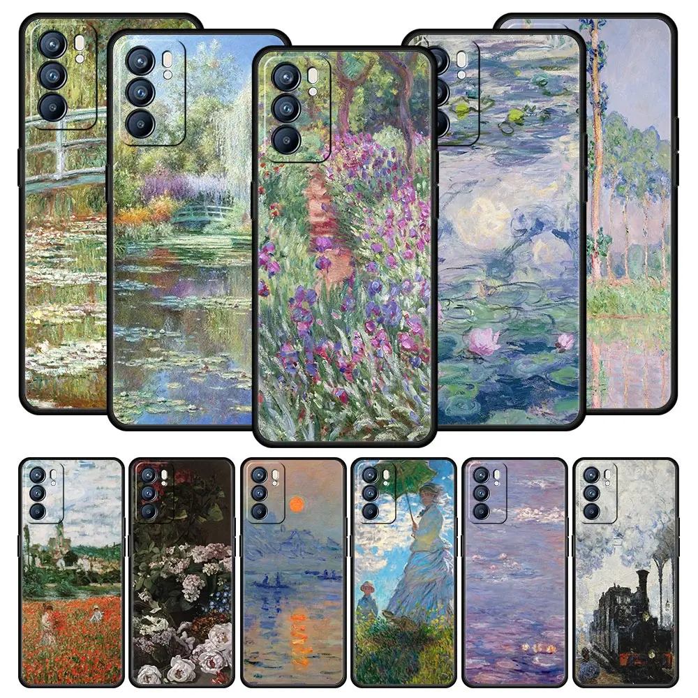 Claude Monet Impressionism Case For Oppo Find X6 X5 A54 A53 A52 A9 2020 A15 A95 A17 A76 A74 A57 Reno7 Reno6 Pro Plus 5G Cover