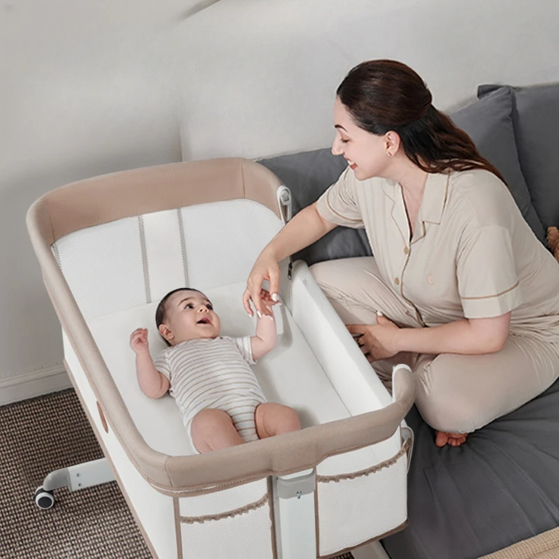 

Baby Splicing Multifunctional Cradle Newborn Splicing Queen Movable Portable Cradle Bed Folding