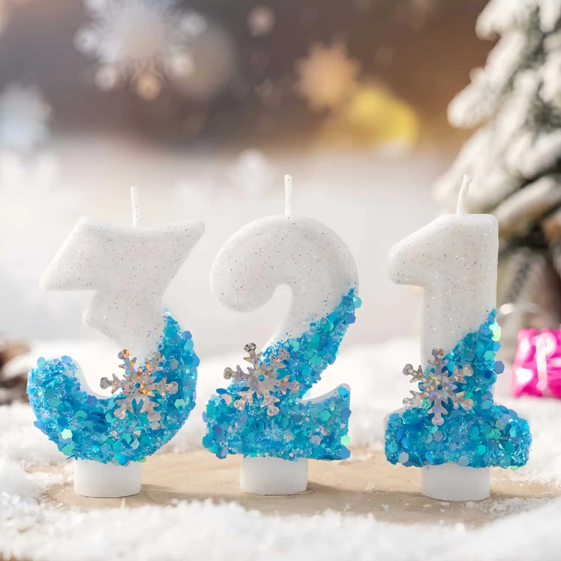 Kreative Eis Schneeflocke digitale Geburtstagskerze Geburtstagsfeier Kuchen Dekoration Kerze