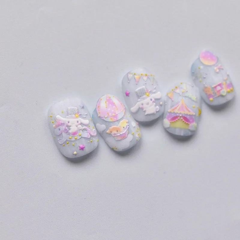 Sanrio Nail Stickers Cinnamoroll Anime Stickers Nail Art Decoration DIY Cute Cartoon Adhesive Back Nail Stickers DP Series