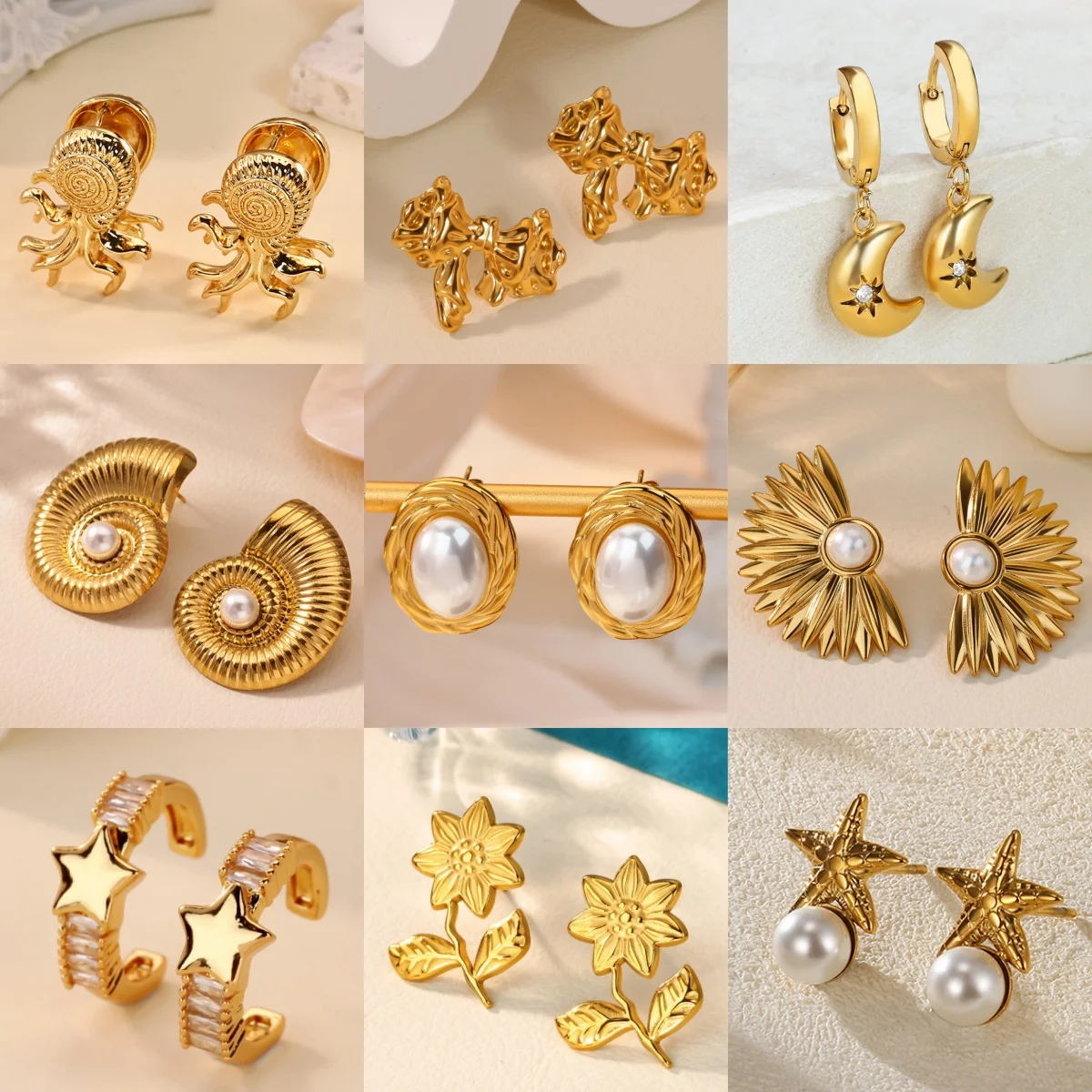 Exquisite Floral Stainless Steel Women's Stud Earrings Design 18K Gold-Plated Holiday Jewelry Gift Earring Free Shipping