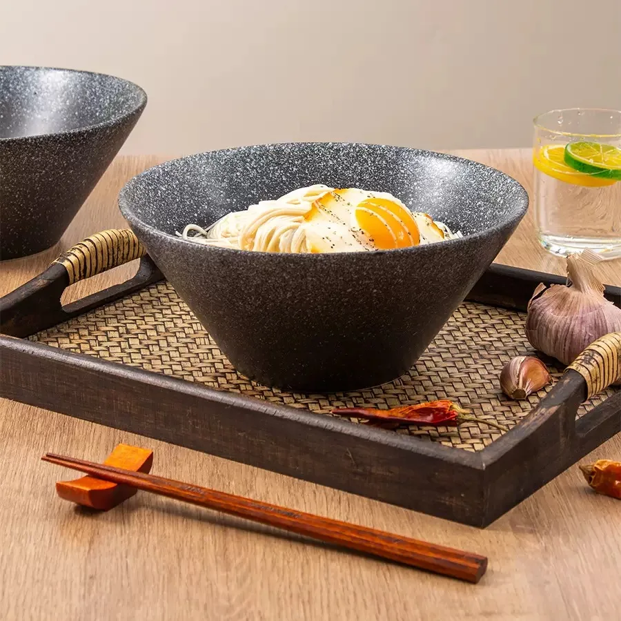 

Large Granite Pattern Noodle Bowl - Chinese Style Ramen Bowl for Soup, Pasta & Noodles, Durable