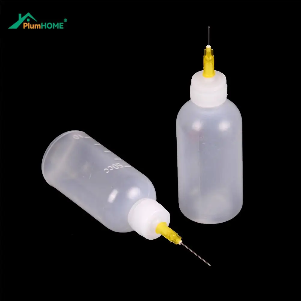 1pc Multifunction DIY Model Making 50ml Plastic Dispensing Bottle with Syringe Needle Glue Alcohol Paint Bottle