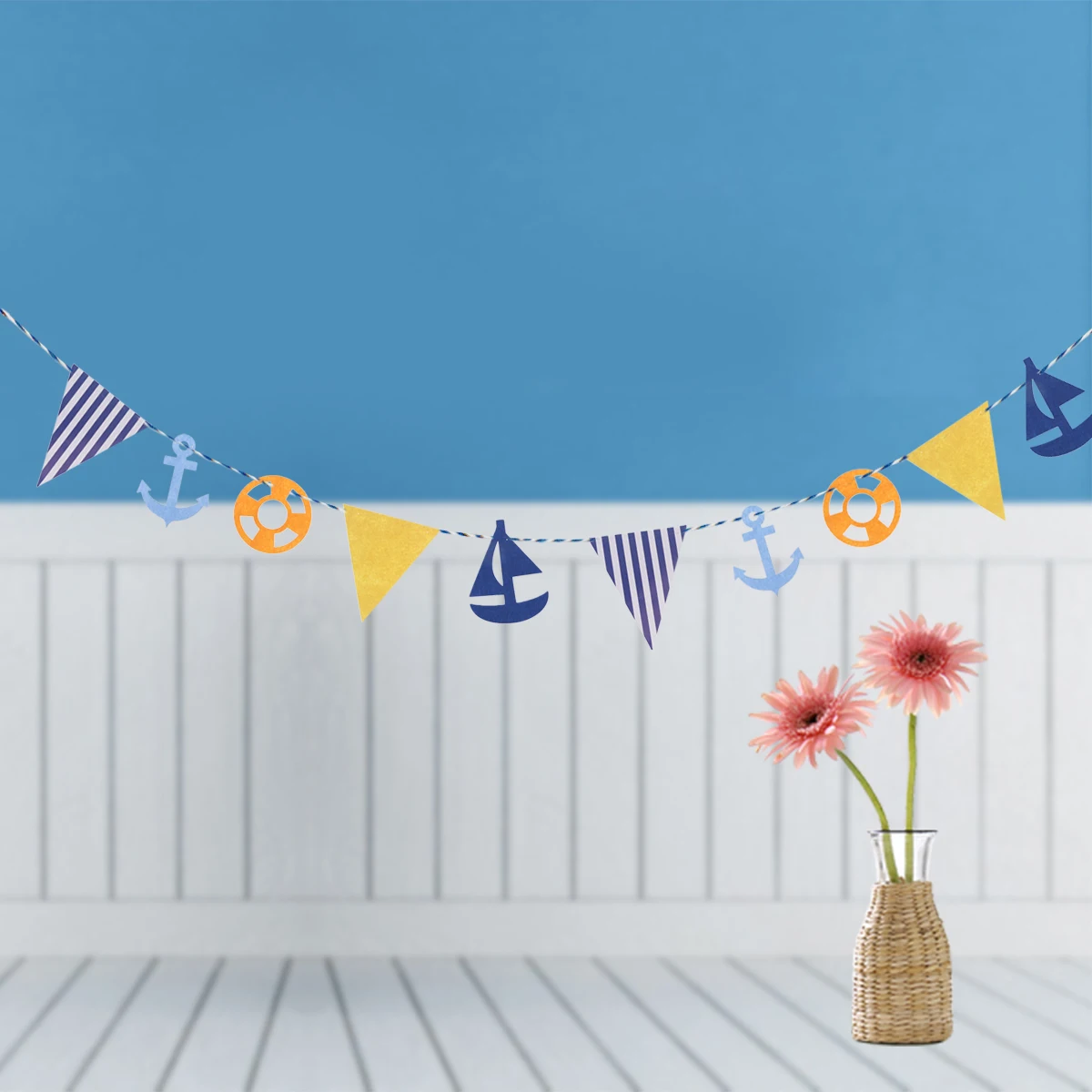 

3.4 Meters Birthday Party Decoration Bunting Banner Mediterranean Style Anchor Sailing Boat Garland Kids Bedroom Wall Ceiling