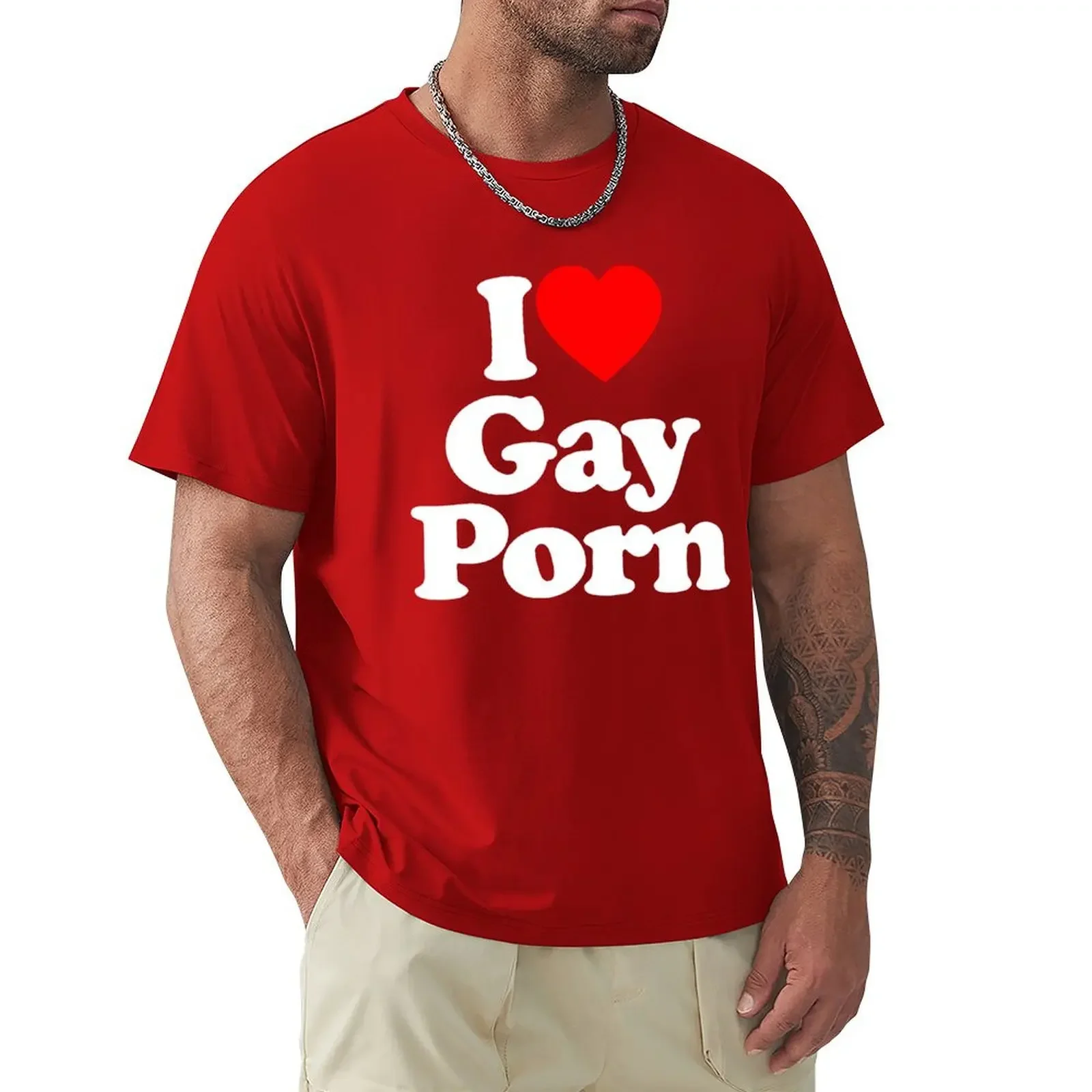 Funny I Love Gay Porn Mens T Shirts Casual Summer LGBT T Shirt Unisex Short Sleeve Streetwear Round Neck Men\'s T-shirt