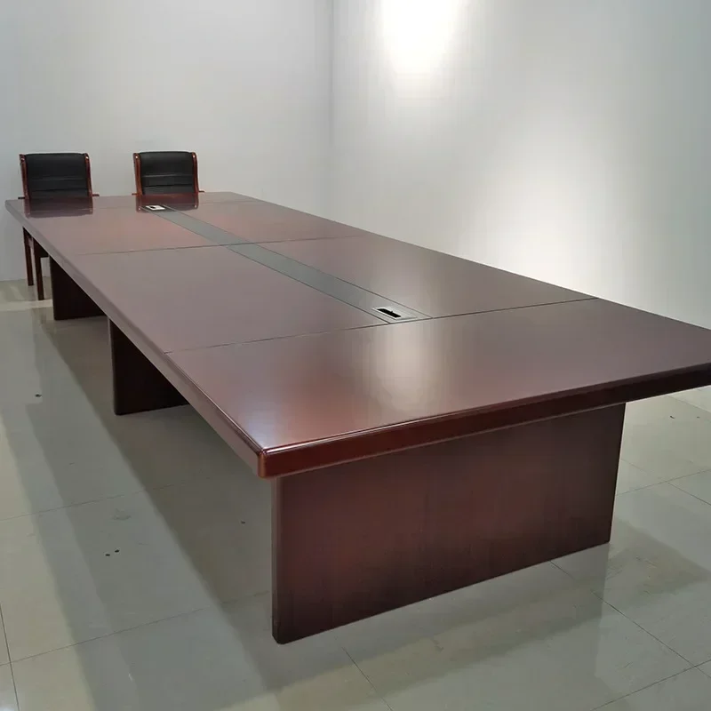 Right-angle conference table and chair combination solid wood leather negotiation table