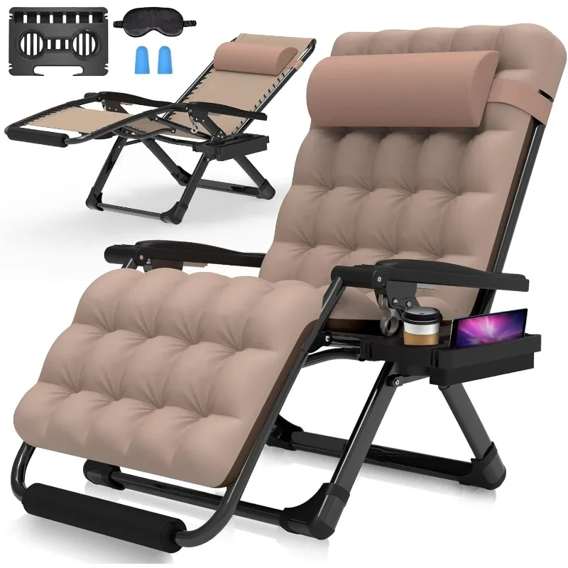 Suteck Oversized Zero Gravity Chair,33In XXL Lounge Chair w/Removable Cushion&Headrest, Reclining Camping Chair w/Upgraded