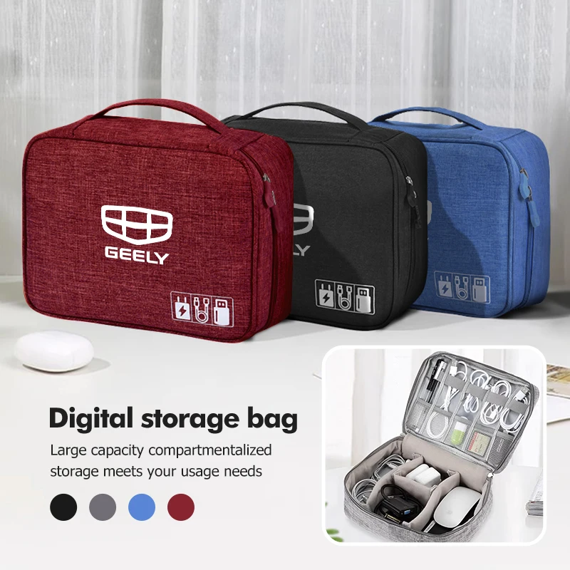 Сумка для USB-кабелей большой емкости, органайзер для зарядных устройств и жестких дисков для Geely Manjaro Coolray gx3 Geometry C Emgrand Atlas Tugella