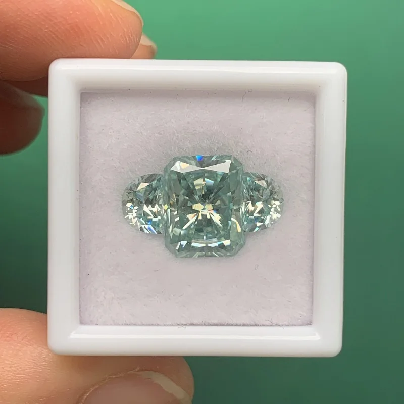 

Pirmiana 100% Original Color Aquamarine Blue Moissanite Loose Gemstone Set for Ring Making GRA Certificate