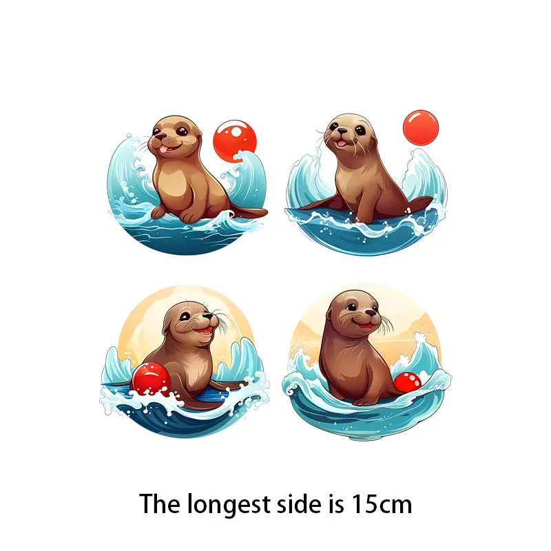 Children\'s clothing stickers cartoon animal Elephant Panda Elf iron heat transfer printing vinyl stickers T-shirt stickers DIY