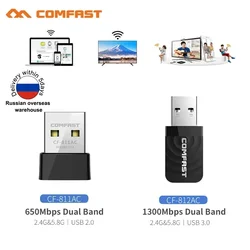 COMFAST USB Không Dây Wifi 650 -1300Mbps Thiết Bị Wi-fi 2.4G 5Ghz Mạng Ăng Ten Tính Wi fi Lan Thu Win 7 8 10 11