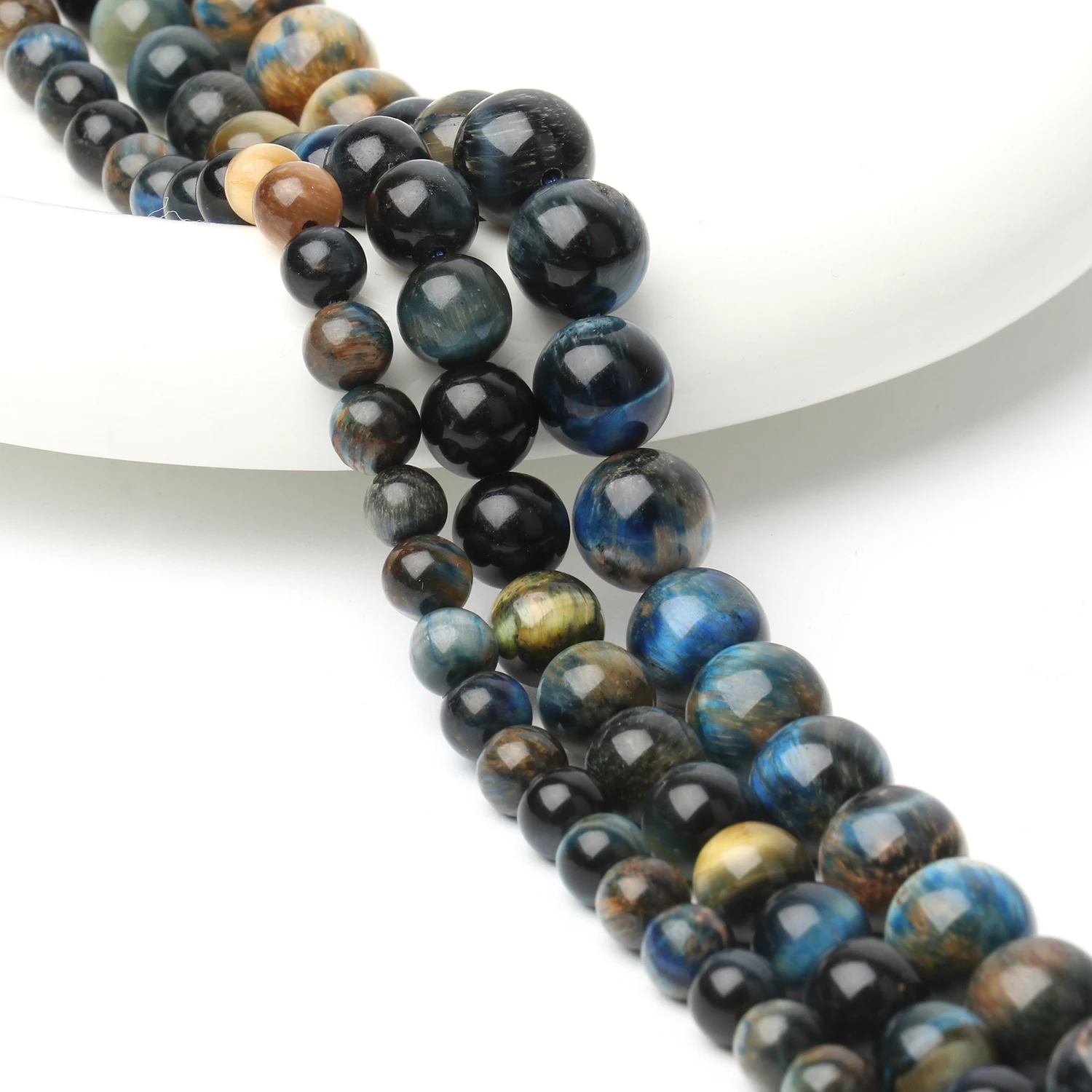 6 8 10mm AAA Natural Yellow Blue Dream Tiger Eye Stone Beads Loose Spacer Round Beads For Jewelry Making DIY Chrams 15\'\'