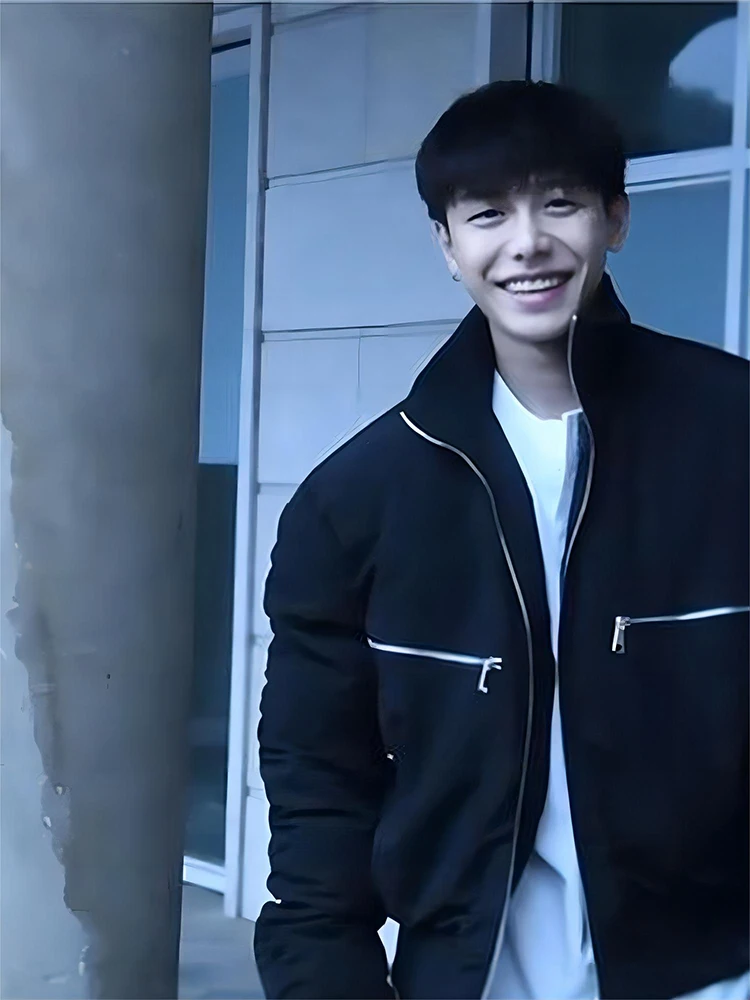 

American Sle ort Bla Jaet Men's Winter Cool Haome High-End Sensation Workwear Cotton Coat Stand Collar Design Casu...