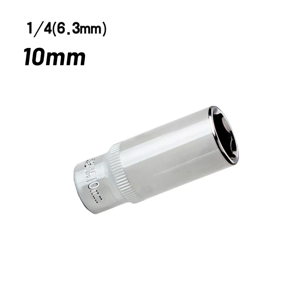 1/4 นิ้วชุดซ็อกเก็ตอะแดปเตอร์สแควร์ 6 จุดไดรฟ์ 10 มม.ลึก SOCKET ATTACHMENT แรงบิด Spanner RATCHET สําหรับซ็อกเก็ตประแจเครื่องมือ