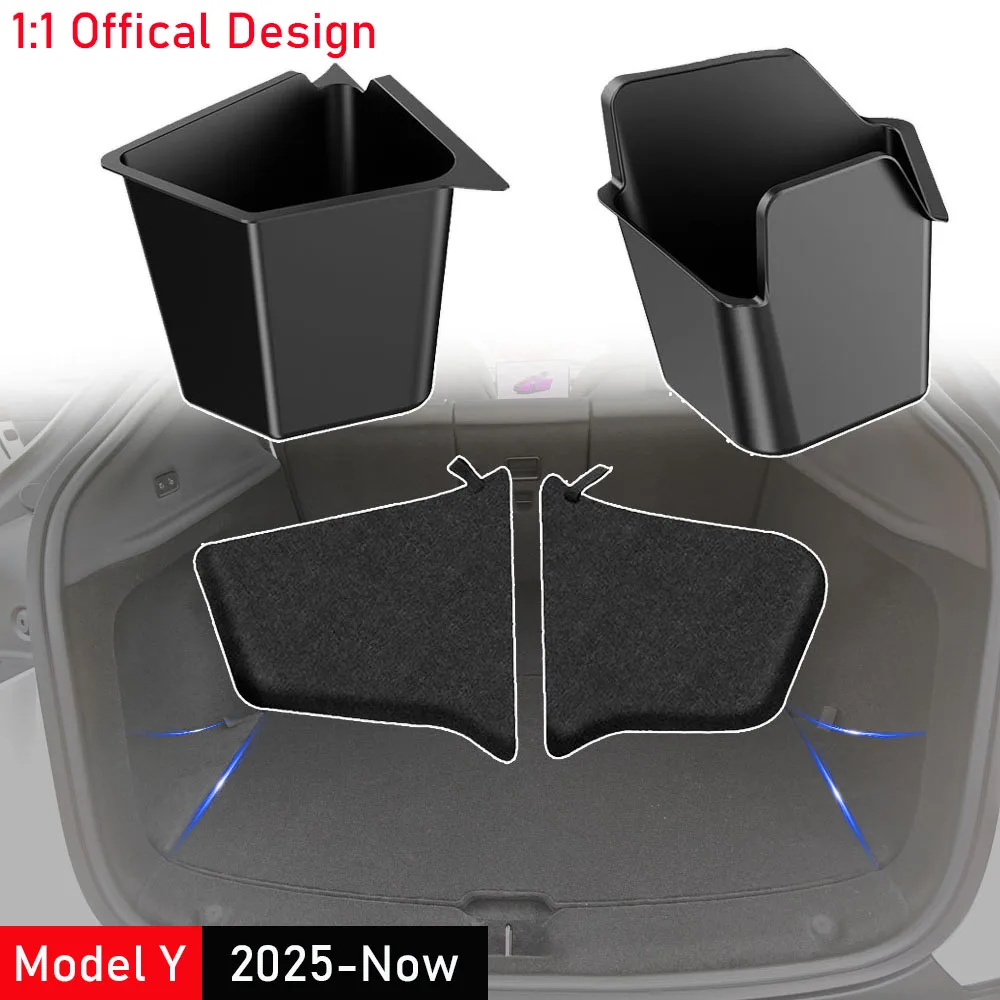 

For Tesla Model Y Juniper Launch 2025 Rear Trunck Side Storage Box with Flocking TPE Lids Covers Mat Accessories (1:1 Original)