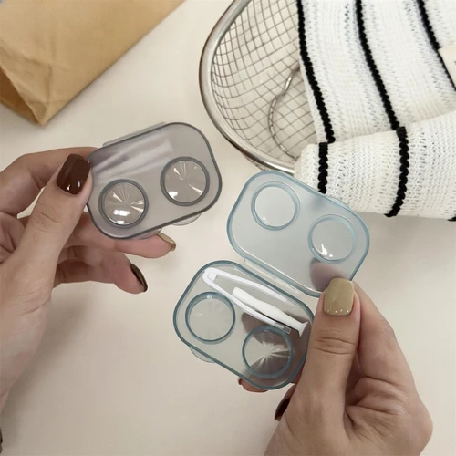 Imagen 1 del producto Estuche Portátil Transparente para Lentes de Contacto, Caja para Lentes de Contacto Cosméticas, Estuche de Viaje para Niñas con Pinzas