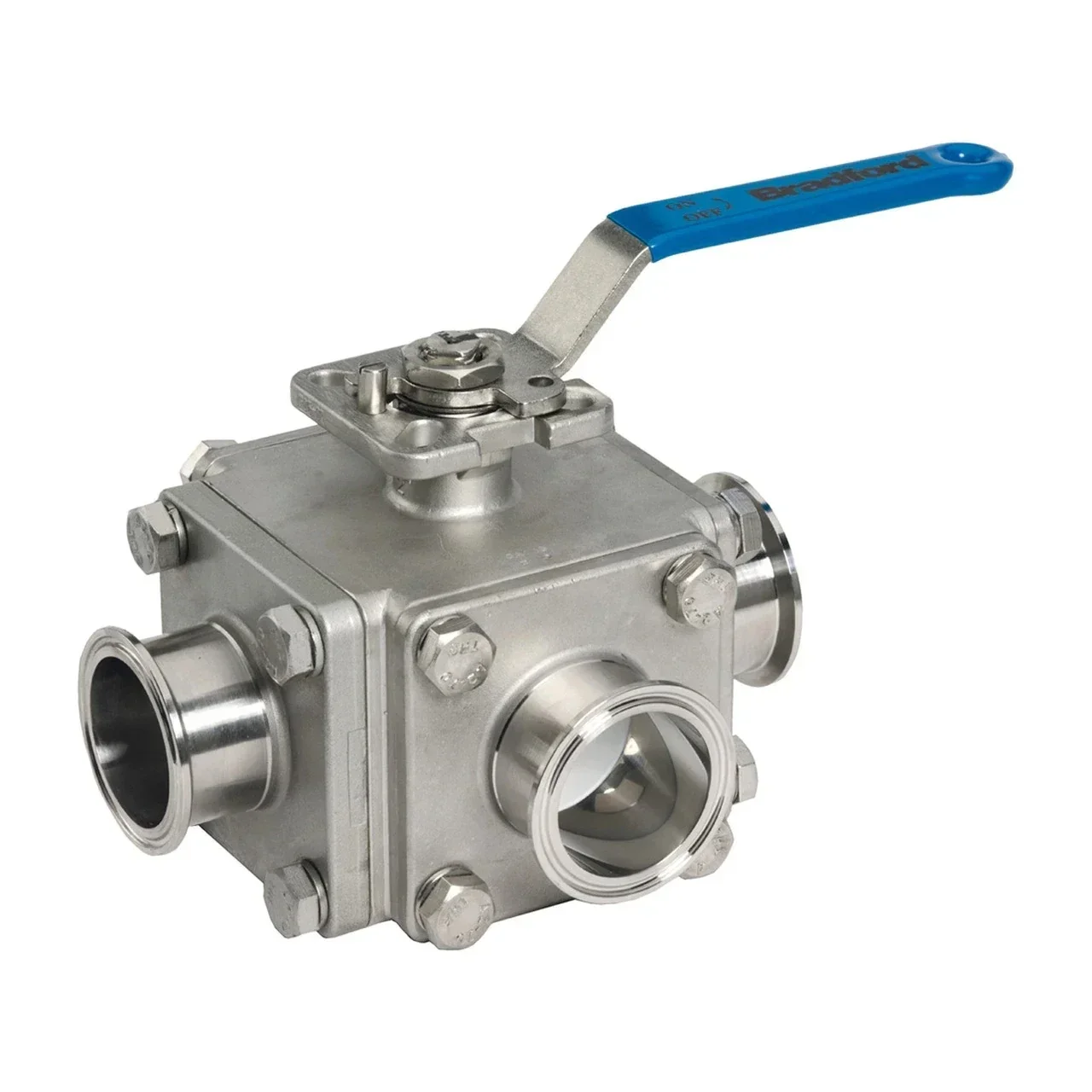 304 Sanitary Tri-Clamp Manual Ball Valve 2 Inch Three-Way Encapsulated High Temperature Resistance OEM Customizable Water Media