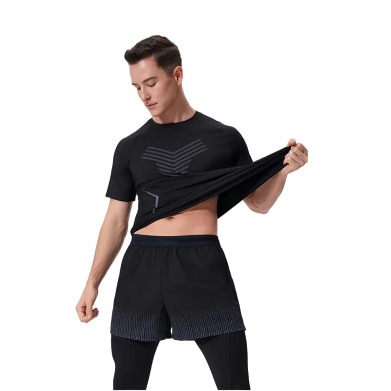 بدلة تمارين اللياقة البدنية للرجال، ملابس رياضية ضيقة سريعة الجفاف، الجري في الهواء الطلق، تدريب كرة السلة، 6 مجموعات #5