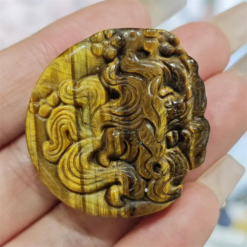Natural Yellow Tiger Eye Stone Nine-tailed Fox Fairy Carving Healing Gemstone Crafts For Children Birthday Holiday Gift 1PCS