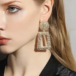 Vintage Earrings Women Gold Color Geometric Statement Earring Metal Earing Hanging Jewelry Wedding Fashion Accessories for Women