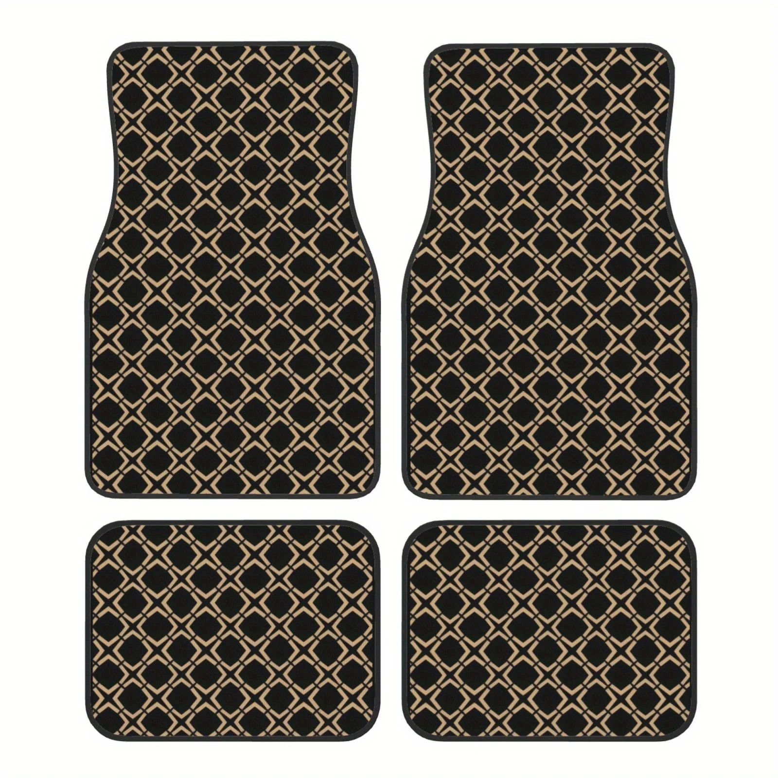 

2pcs/4pcs Car Floor Mats With Geometric Patterns - Black And Brown, Durable Automotive Floor Mats Designed For Interior Use, Enh