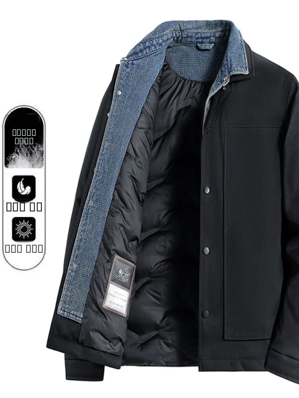 

Мужская повседневная стеганая куртка на осень-зиму с джинсовым воротником: модная и теплая верхняя одежда