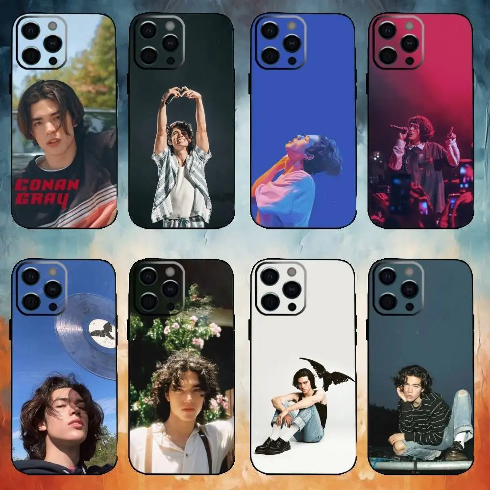 

Singer C-Conan Gray Phone Case For iPhone17,16,15,14,13,12,11 Plus,Pro Max Soft Black Cover