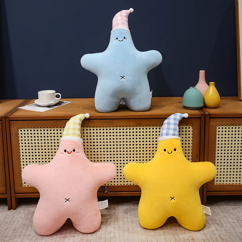 

35x45cm Starfish Plush Pillow Stuffed Pink Yellow Blue Aquatic Animal Cushion Overnight Companion Bed Decor Gift