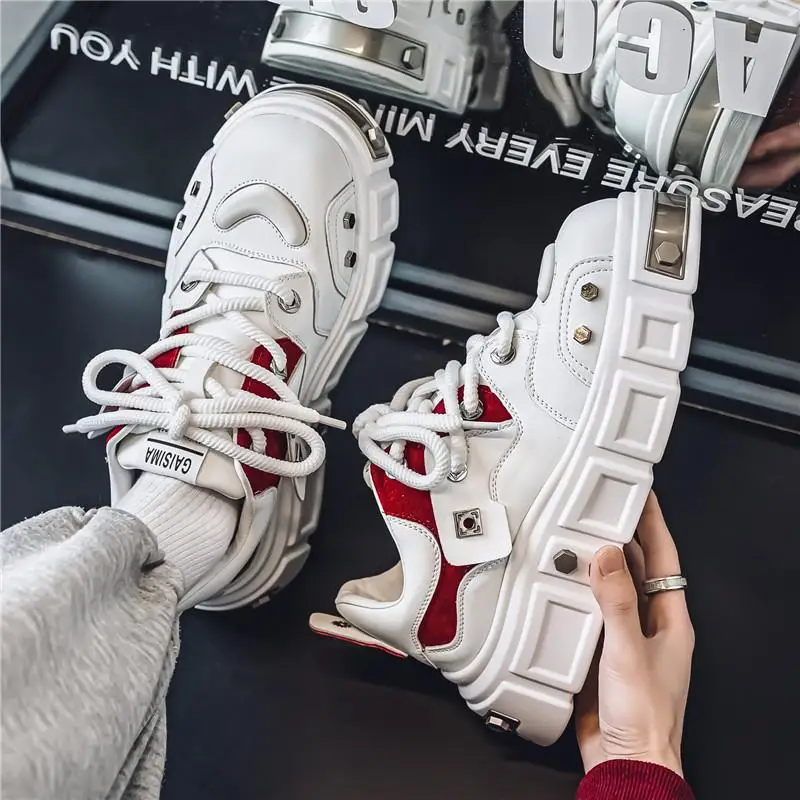 

Shoes for Men Punk Style Heavy Metal Trend Platform Shoes Fad Thick-soled Sneaker High Quality Casual Men Shoe Zapatillas Hombre