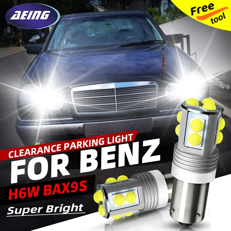 2×H6W LED Clearance Parking Lights Bulbs BAX9S Canbus For Mercedes-Benz CLK Convertible C208 A208 S/E-CLASS W210 S210 Coupe C215