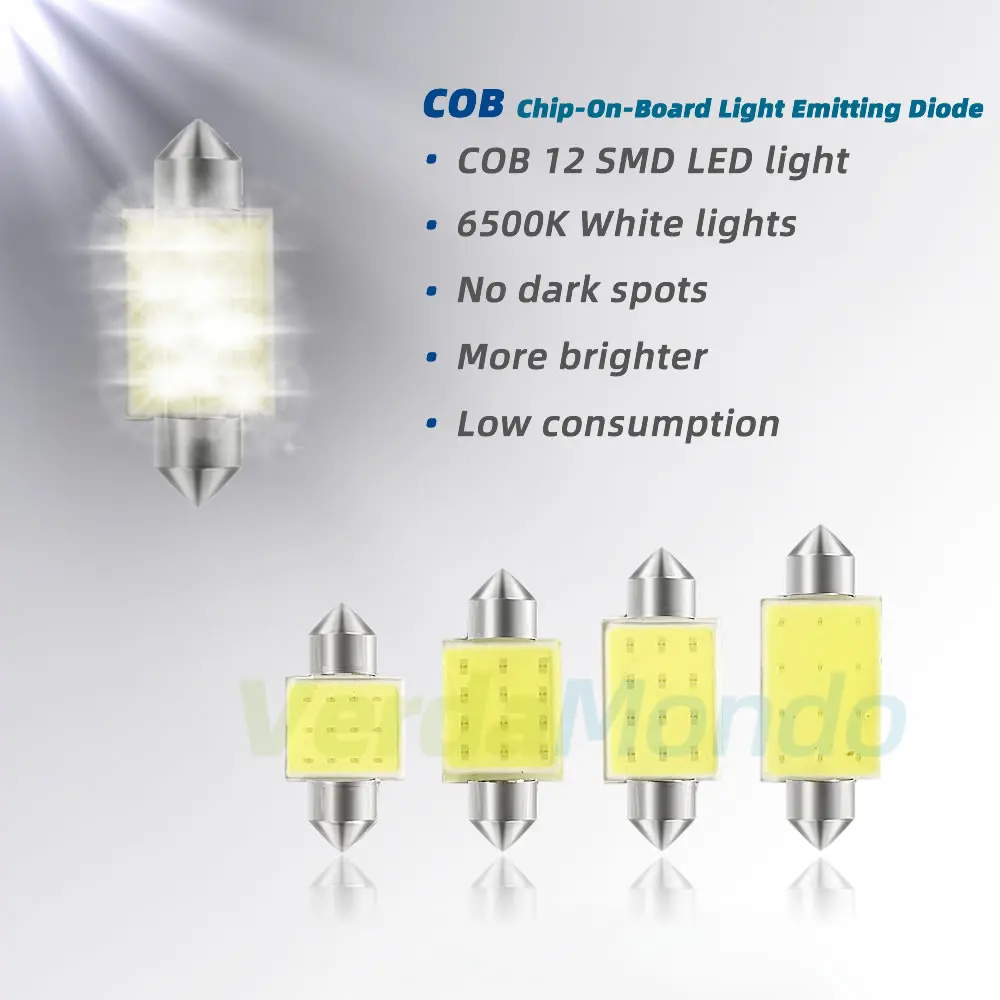 C5W 31mm 36mm 39mm 41mm COB LED Car Auto Festoon Dome Interior Map Lights Bulb Lamp DC 12V DE3175 DE3423 DE3425 DE3423 White