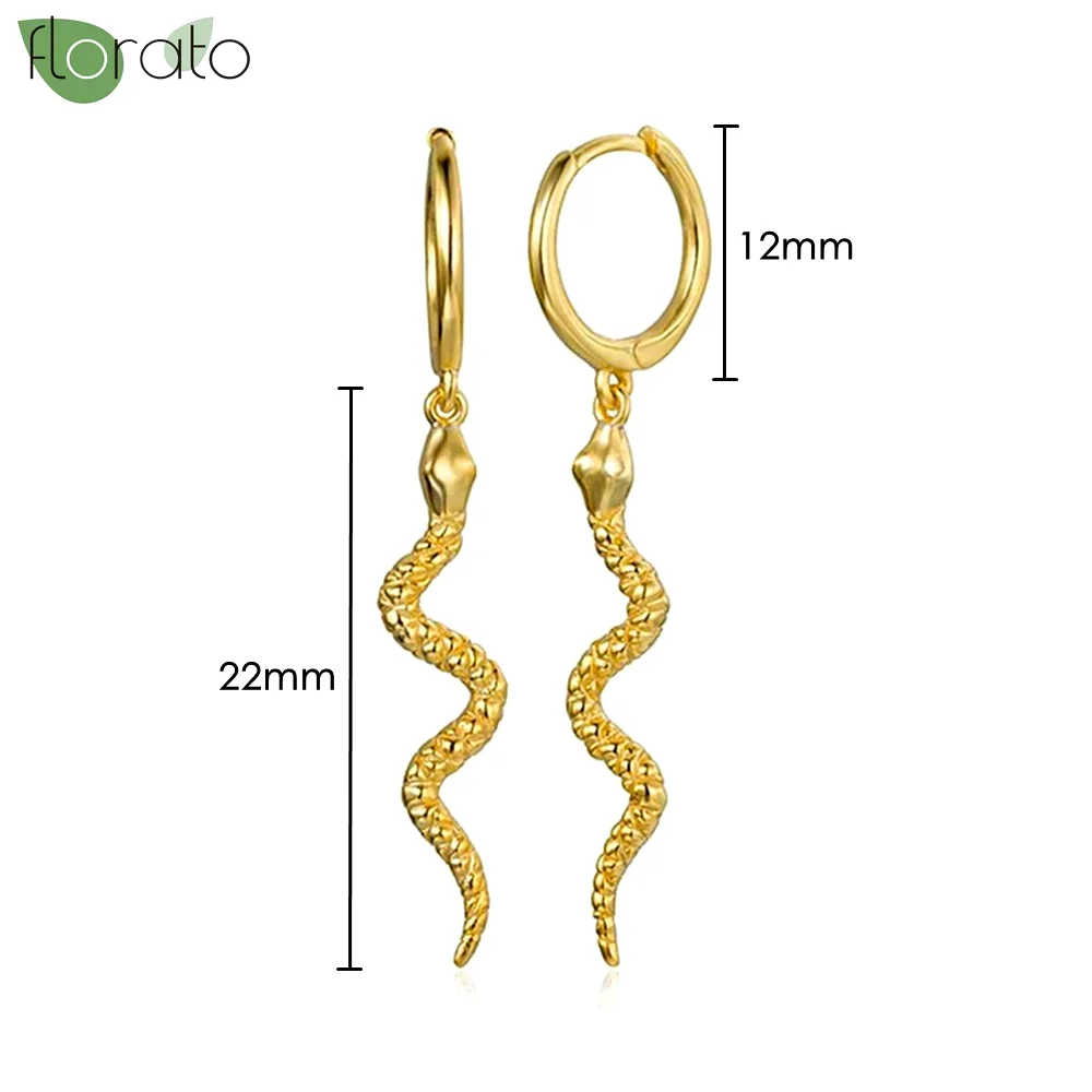 925 Sterling Silver Needle Vintage Gold Earrings Fashion Punk Snake Hoop Earrings for Women Party Luxury Jewelry Gifts