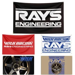 FLAGDOM 90x150CM 3X5Ft Rays Wheels Racing Car Flag Polyester Printing Banner For Decor