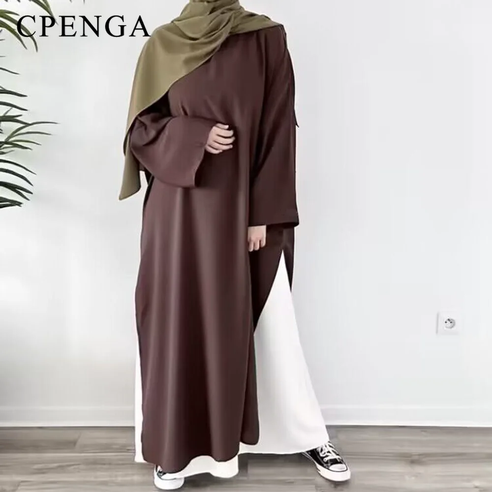 

Ramadan Two-piece Muslim Set for Women Elegant Dubai Modest Abaya Dress with Inner Eid Islamic Travel Outfit New Turkey Kaftan