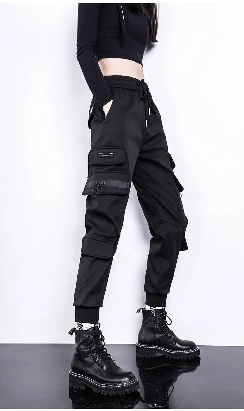 HKSH Women Tide Cargo Pants Casual Loose Trend American Pockets Safari Style Overalls High Street Foot Binding Hiking Ins HK3902