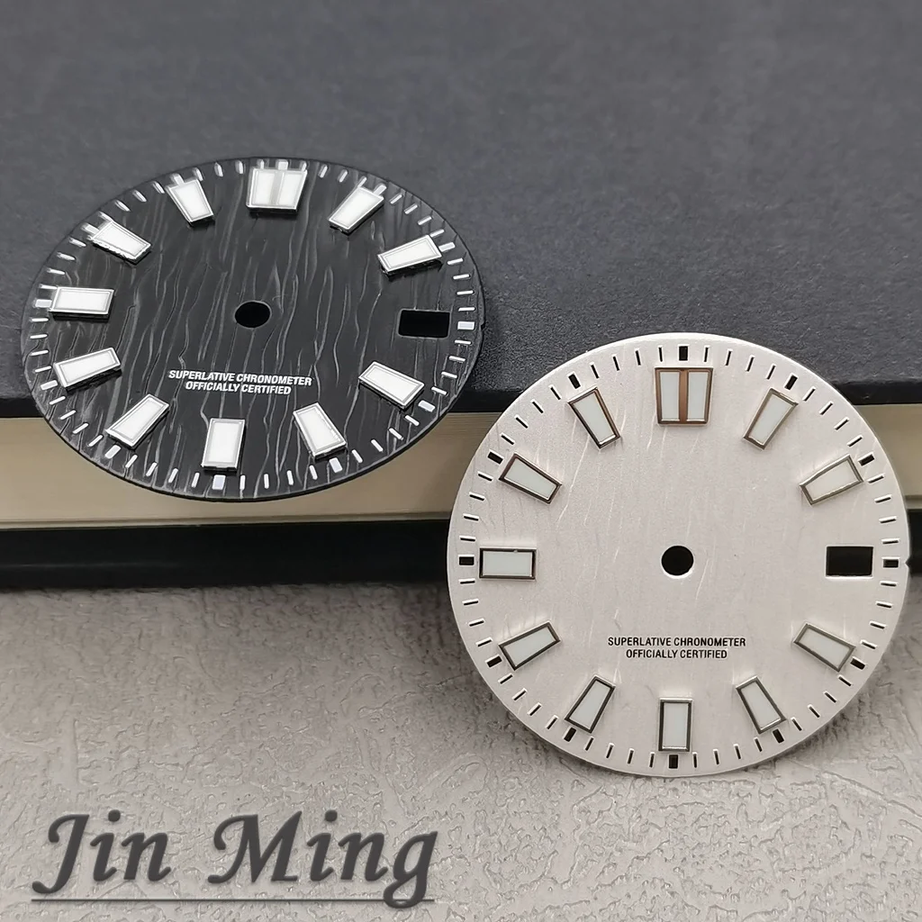 High Quality 28.5mm White Green Black Blue Date Window Green Luminous Aseptic Dial Fit NH35 /NH36/4R/7S Automatic Movement