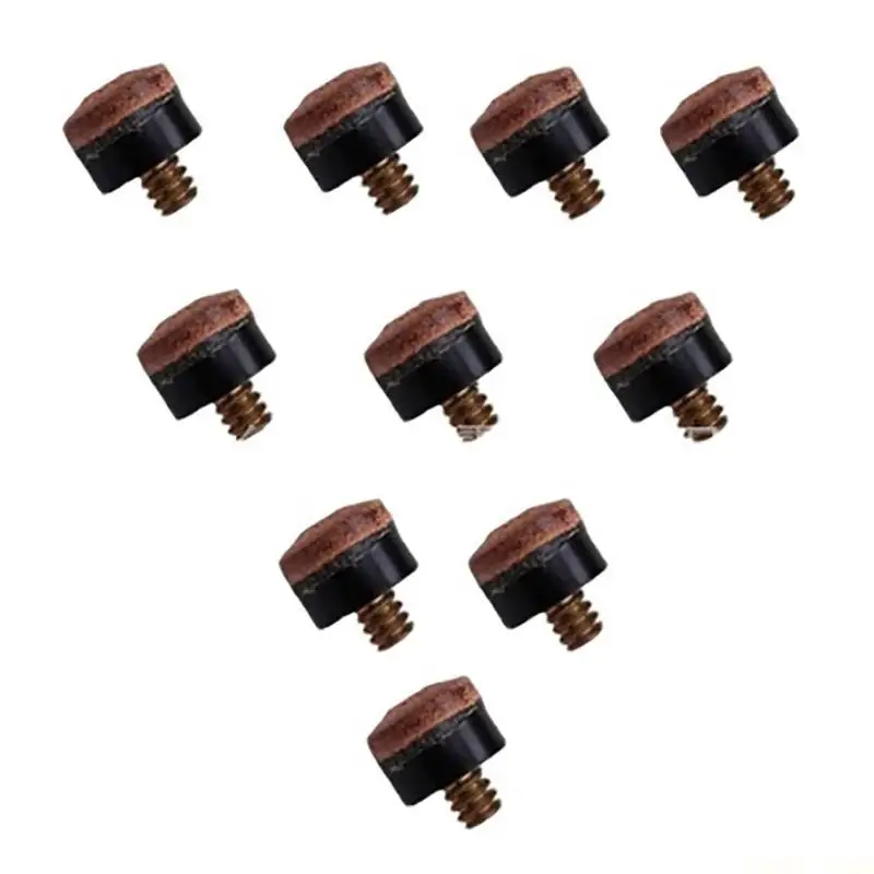 U2JB 10Pcs Hard Leather Screw on Pool Cue Tip Replacement Billiard Cue Tip Pool Tip Pool Accessories