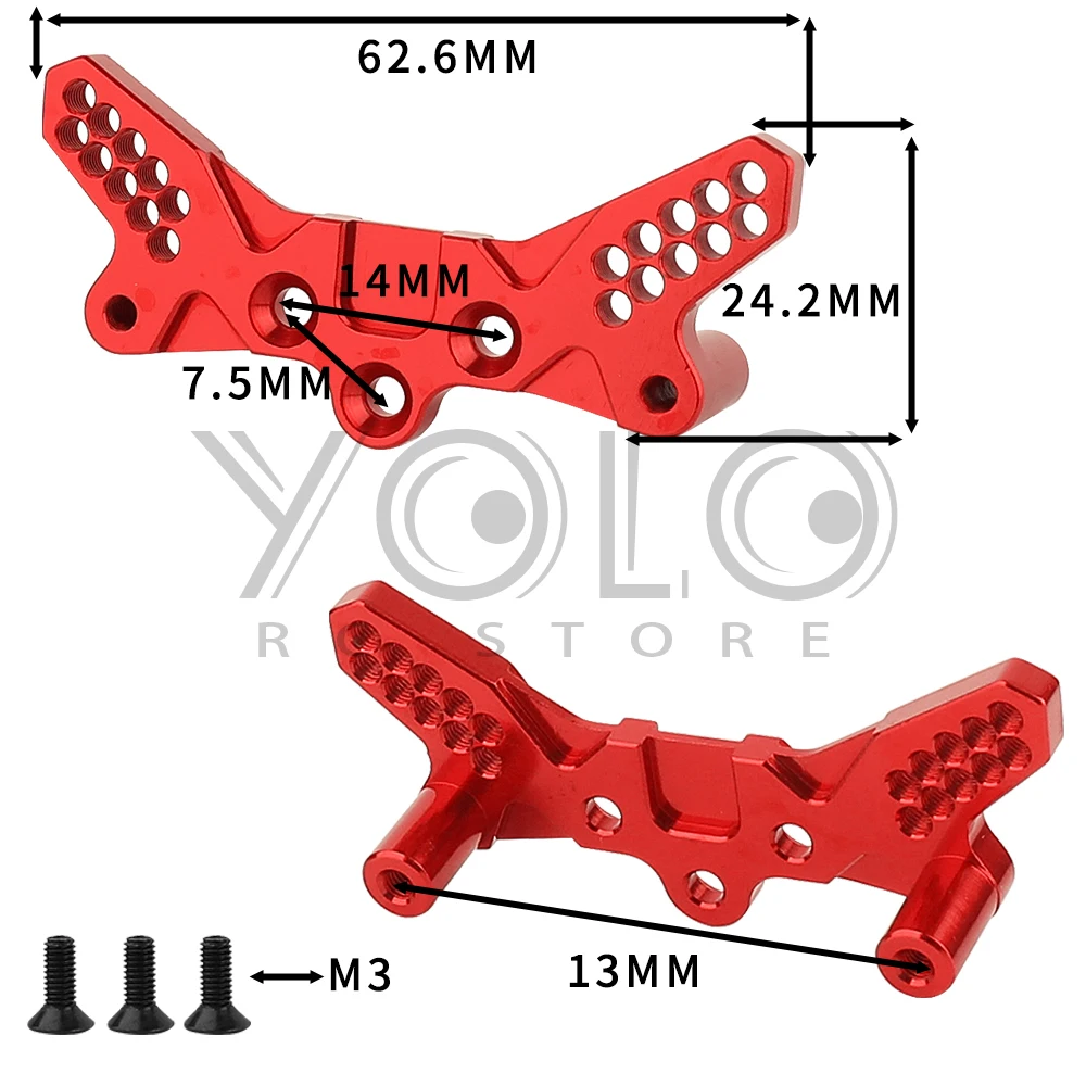 Metal Alloy Front Rear Shock Tower Damper Stay Mount for Tamiya TT02B TT-02B 1/10 RC Car Upgrade Parts Accessories