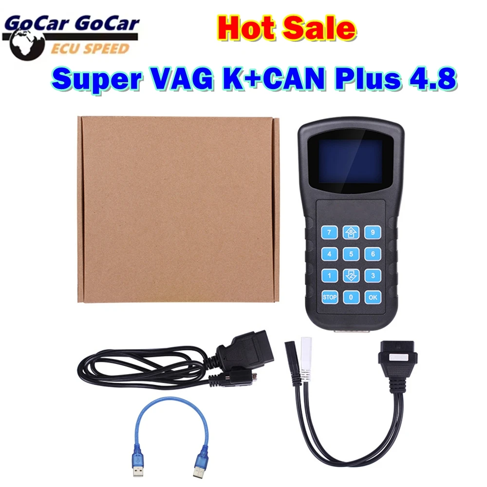 Super For VAG K+CAN Plus 4.8 OBD2 Diagnostic Tool Read Security Access Code Key Programmer Airbag Reset Tool For Audi/VW/Skoda