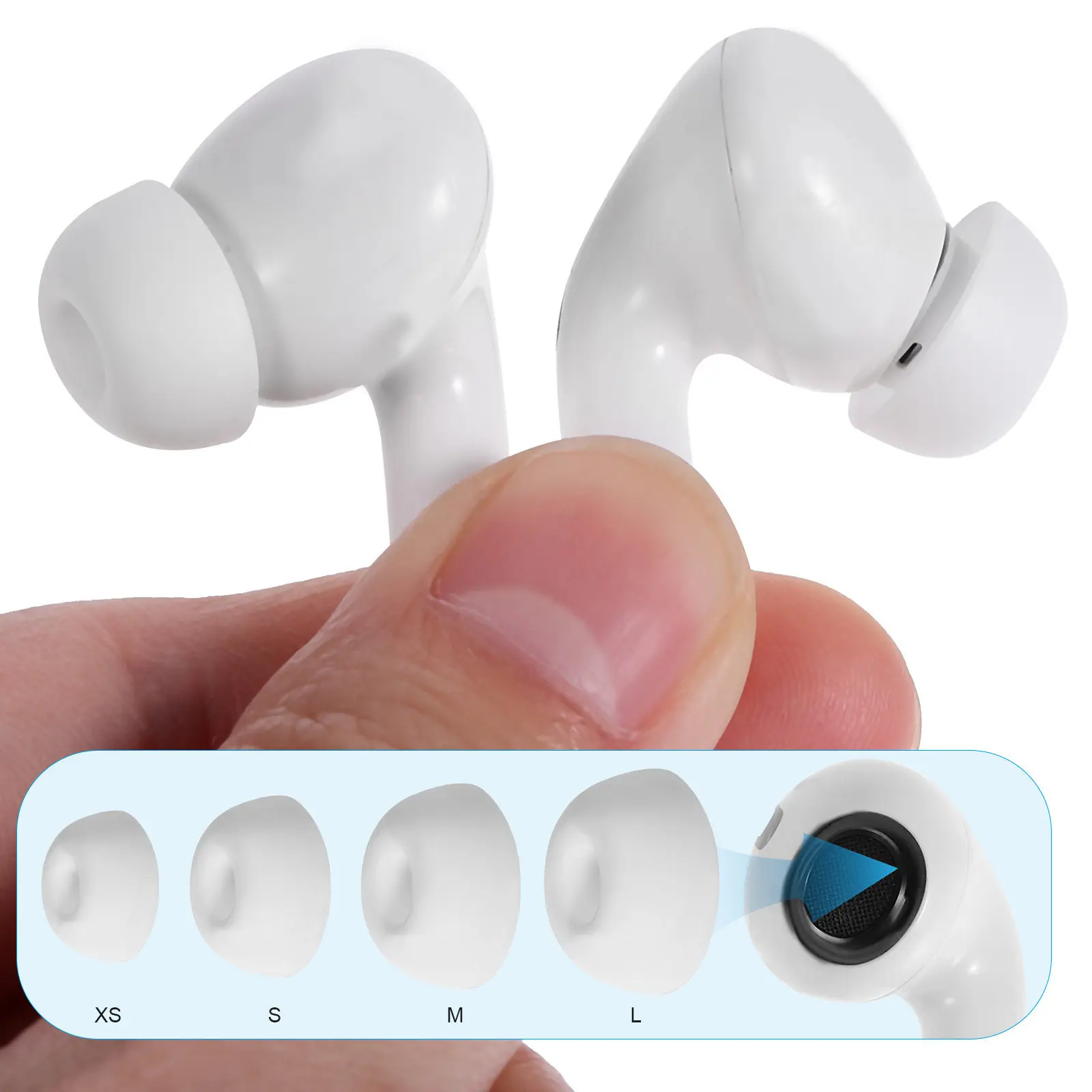 8Pairs Earbud Silicone Tips Elastic Noise Reduction Holes Comfortable Ear Inserts Fit