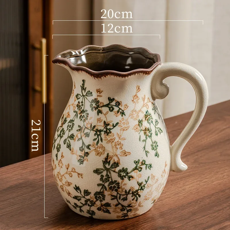 Vintage Chinoiserie Flower Vase Rustic High Ceramic Large Vase  Home Decor Living Room Bookshelf Luxury Office Decoration