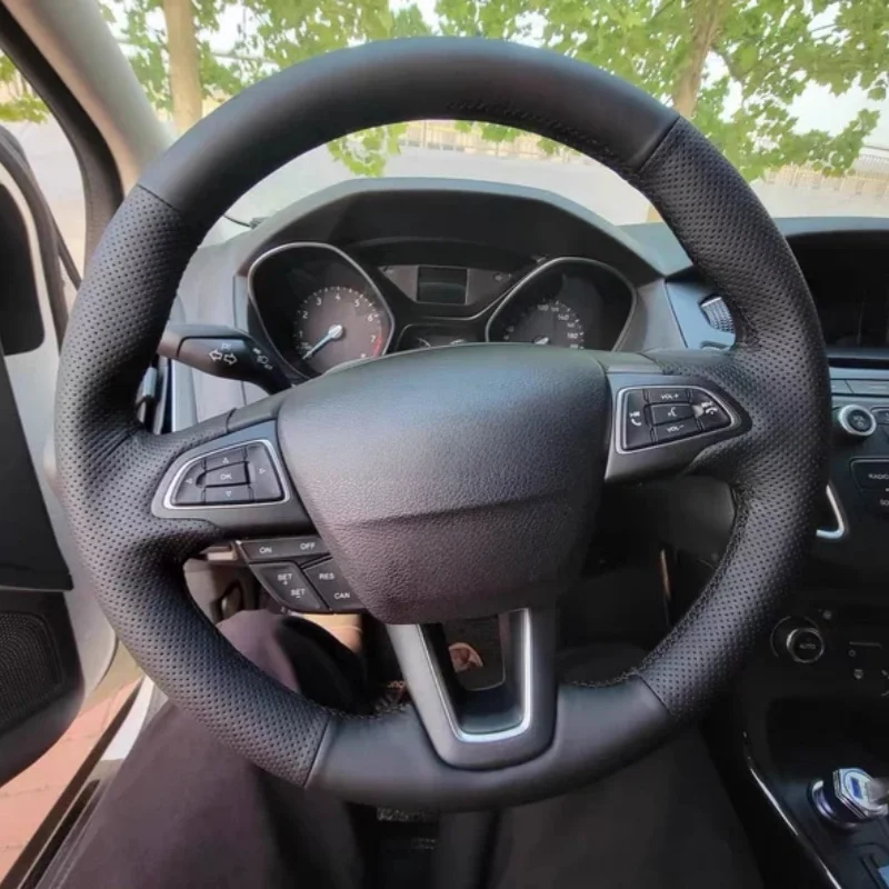 

Hand-Sewn Microfiber Leather Car Steering Wheel Kuga 2015-2020 Interior Accessories Steering Wheel Cover For Ford Focus