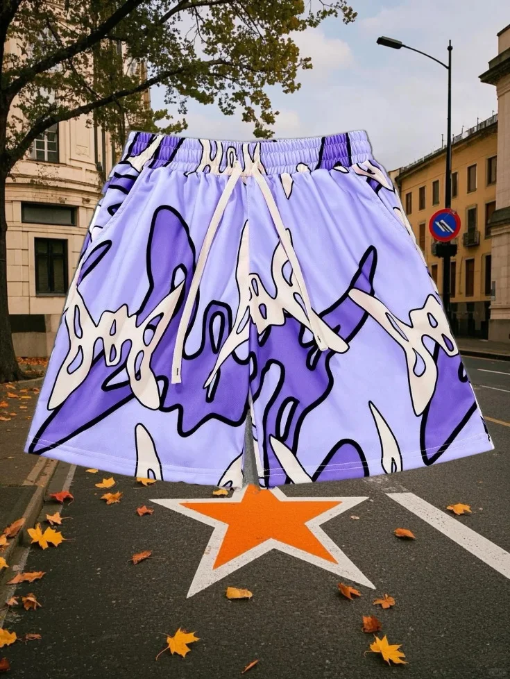 

25/26 Новые популярные мужские шорты для фитнеса и пляжа с принтом, повседневные, повседневные, спортивные, дышащие, быстросохнущие, впитывающие пот, мужские шорты