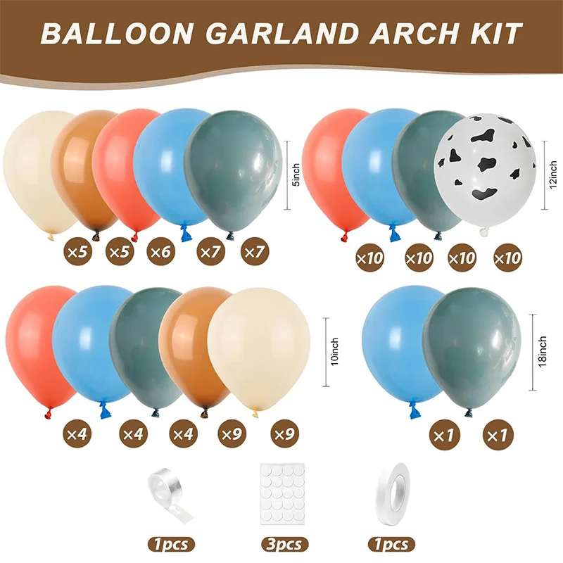 

Jungle themed gray blue khaki balloon chain set for children's birthday themed party decoration balloons
