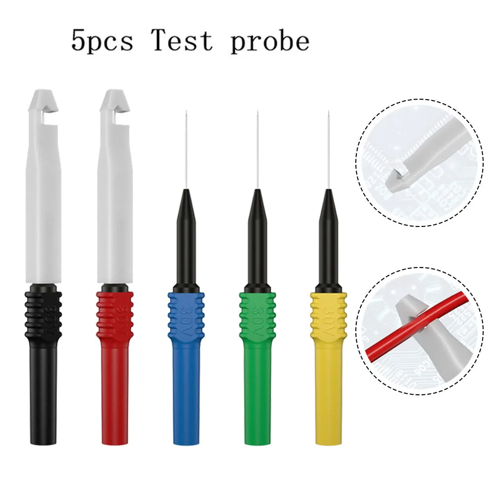 

5Pcs Nondestructive Banana Plug Multimeter Probe Set Insulated Safety Probes for Accurate and Reliable Testing